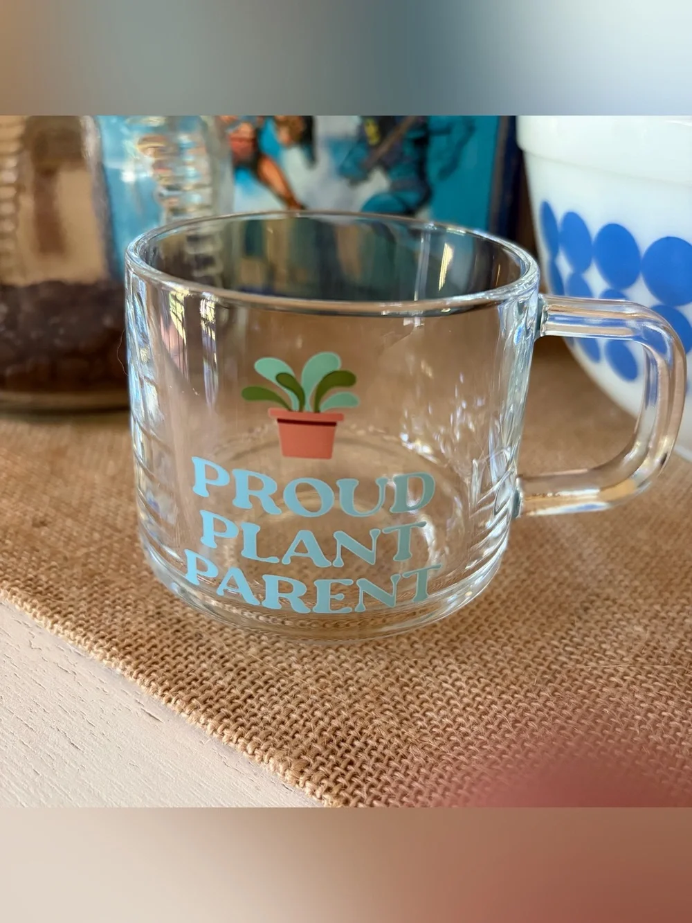 Kitschy Cute Proud Plant Parent Glass Mug🪴